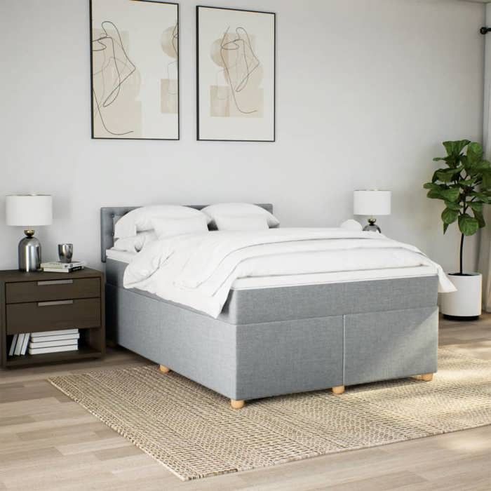 Maison Exclusive - Sommier à lattes de lit avec matelas Gris clair 140x190cm Tissu