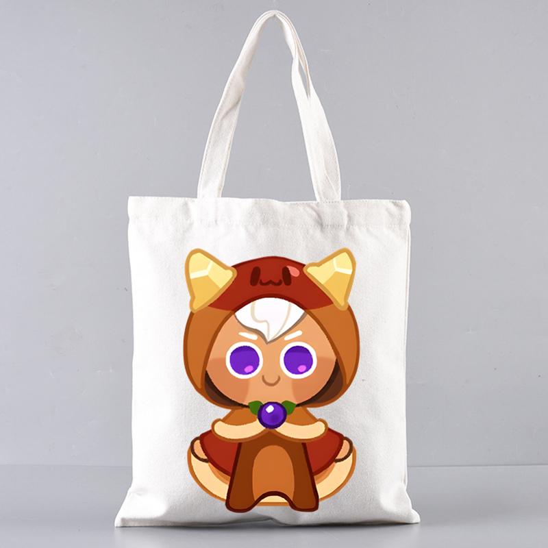 Shadow Milk Cookie Run Kingdom Pure Vanilla Cookie Women Canvas Tote Bags Handbags Shoulder Bags Shopping Handbag