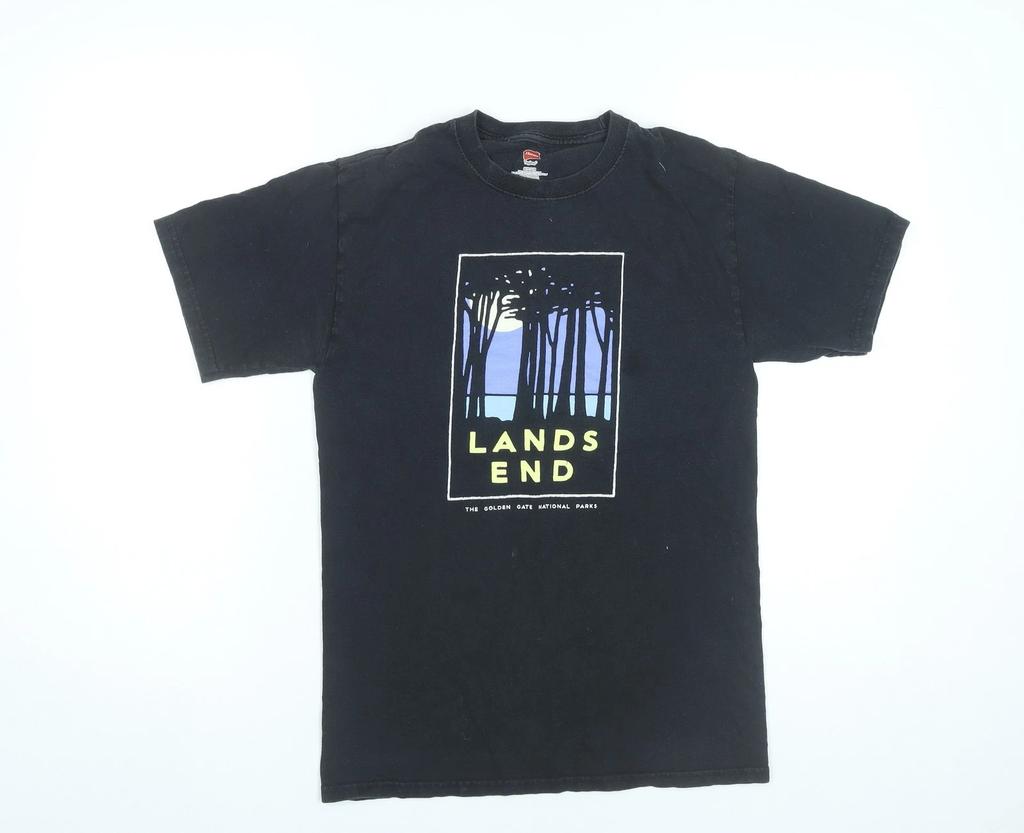 T-shirt Grafica Nera da Uomo Hanes Taglia Piccola Natura Outdoor Vintage