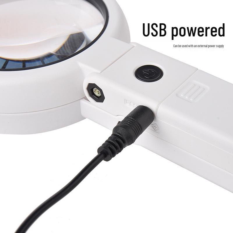 Foldable Handheld USB Plug-In Magnifier with 8 LED Lights for Reading - FS75RC