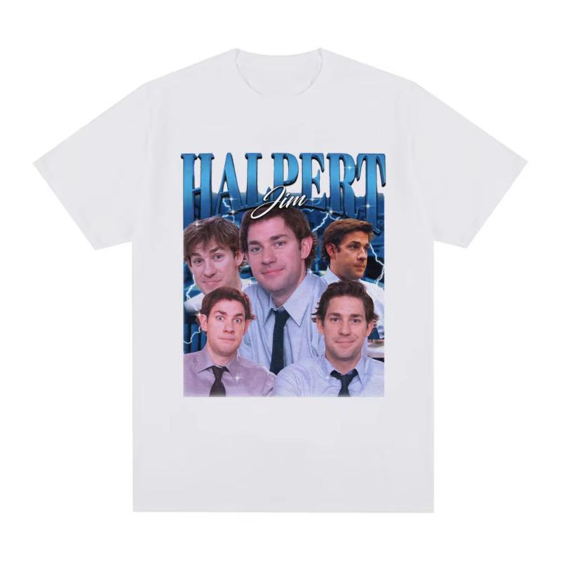 Tv Series Jim Halpert Dwight Schrute Homage The Office T-shirt Men Women Fashion Vintage Cotton Short Sleeve Oversized T-Shir... S разноцветный