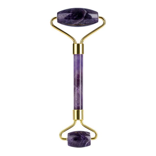 Natural Amethyst RollerJade Set Real Jade Gouache Scraper Jade Massager Gua Sha Board Facial Massager Face Horn Massages Roller