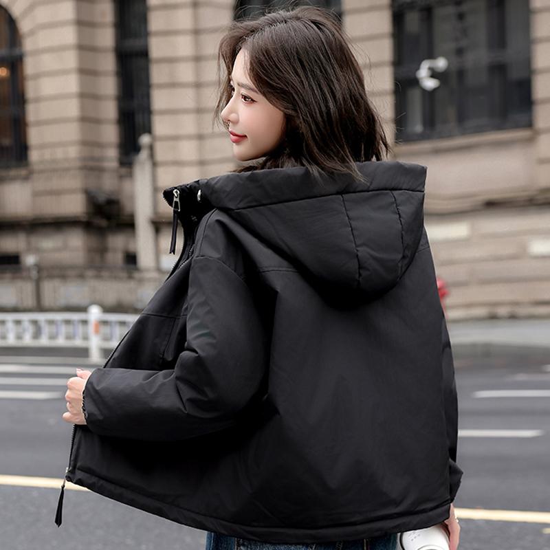 Dámské módní zimní bundy s kapucí, ležérní parka, dámské s dlouhým rukávem, hřejivé krátké kabáty