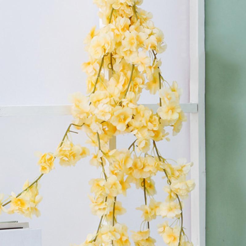 Sztuczny Pnący Girlanda z Kwiatami Wiśni Sakura Dekoracja Domowa do Sypialni Biura