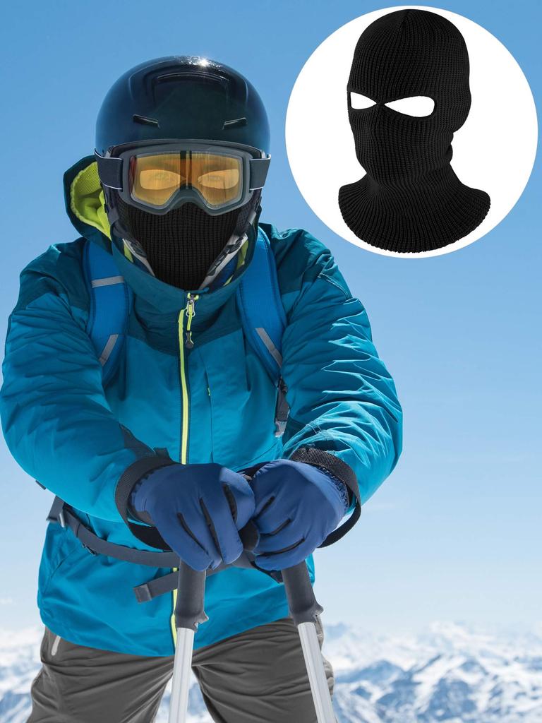 2-Hole Knitted Full Face Cover Cap Ski Neck Gaiter Winter Balaclava Warm Knit Beanie For Outdoor Sports Funny Party Riding Hat