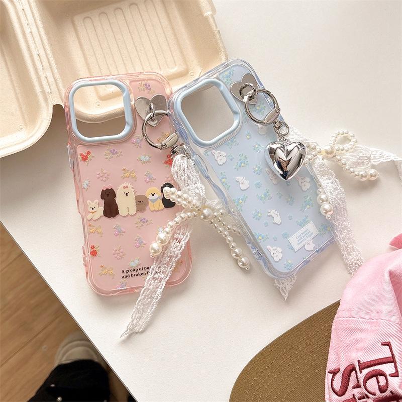 Full screen floral rabbit for iPhone16promax Apple 15pro mobile phone case 13 creative 14 cute girl