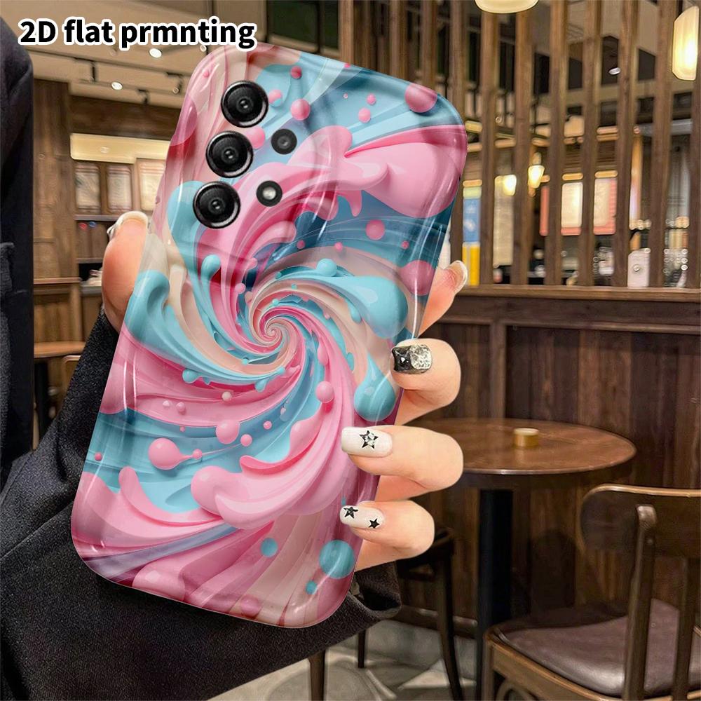 Phone Case: 2D Flat Samsung Galaxy A34 A35 M05 M06 S20 S22 S21 FE Plus 5G Protective Case, Pink Blue Swirl, Christmas and Halloween Gift
