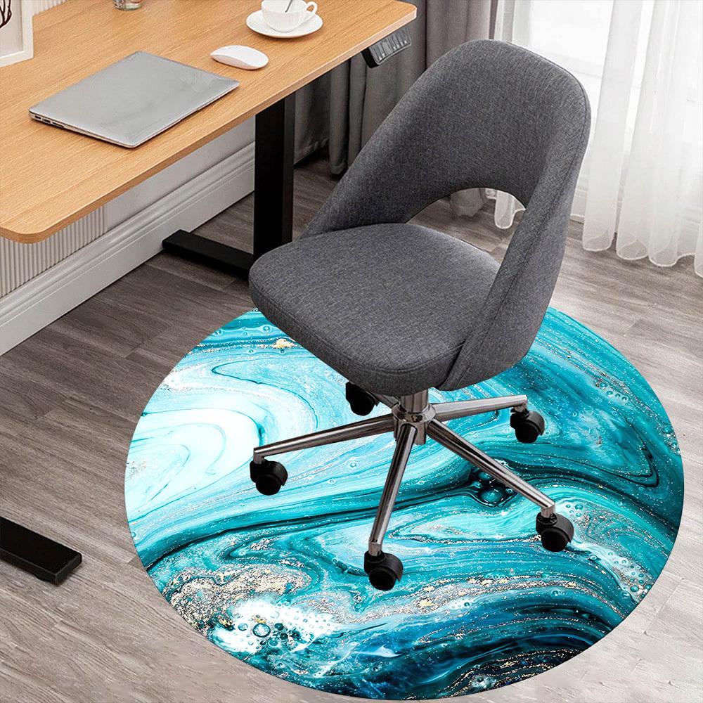 1pc Marble Texture Round Chair mat Area Rug - Non-Slip, Floor Mat for Office, Bedroom, and Indoor Decor c1118229