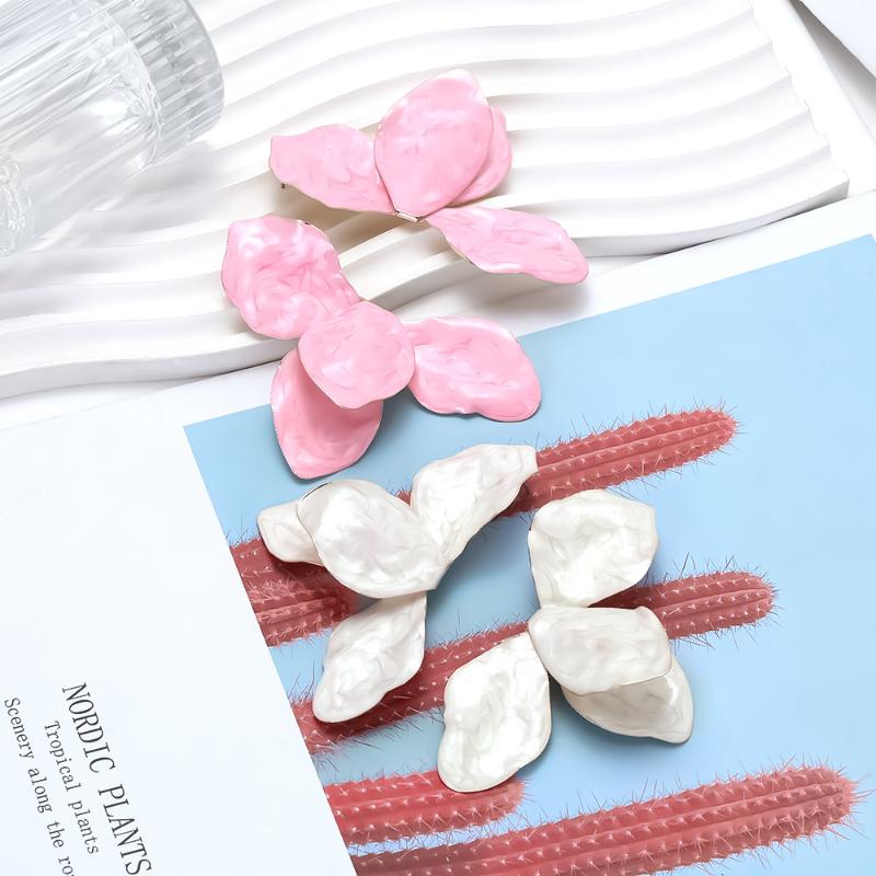 Vintage Enamel Large Flowers Metal Stud Earrings For Women Personality Wedding Party Fashion Jewelry Gifts
