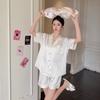 Summer New Short-sleeved Shorts Pajamas Women's Ice Silk Sweet Girl Cat Suit Loungewear Simple Imitation Silk Pajamas