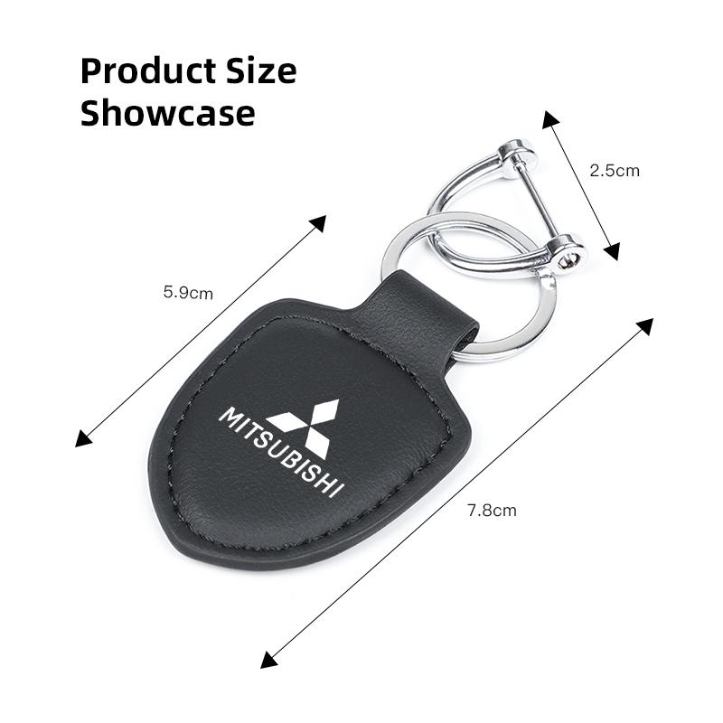 Metal/Leather Car Logo Key Chain Keyring Auto Interior Accessorie For Mitsubishi Eclipse Lancer Outlander ASX Colt I200 Ex Star