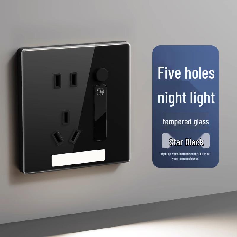 LED Night Light Socket with Motion Sensor, Recessed 86-Type for Floor, Staircase, Corridor, or Bedside.
