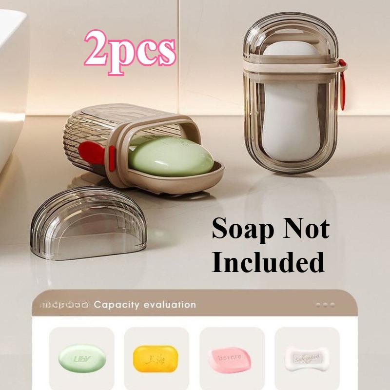 1/2pcs Elegant Leak-Proof Soap Holder: Compact Double-Layered Case with Lid for Dry, Portable Soap Storage at Home and on Travel