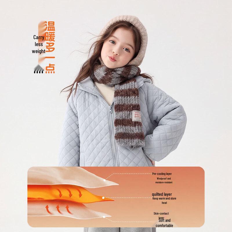 Girls' Thickened Hooded Winter Padded Jacket