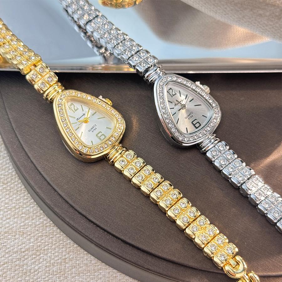 Women's diamond-set snakehead alloy case Sun stripe stripe scale diamond-set fine bracelet quartz watch luxury women's watch