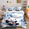 Cartoon-Pandabär Winter-Dekorationsset Weiche, bequeme Bettbezug-Bettwäsche-Set Enthalten 1*Bettbezug & 2*Kissenbezüge, Geschenk