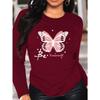 [Graphic Print T-shirt] Women's Graphic Print T-shirt - Long Sleeve Crew Neck Casual Top for Spring & Fall