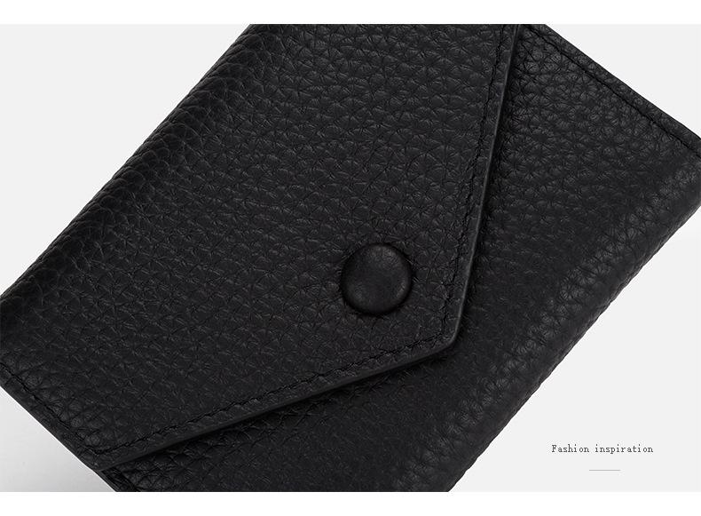 Women's Genuine Leather Tri-Fold Wallet - Small, Simple, Foldable Coin Purse in Japanese Korean Style.