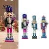 Festive Home Decoration Wooden Nutcracker Figurine, Hand Painted Christmas Soldier Ornament, Bright Functional Tool Color Statue for Holiday