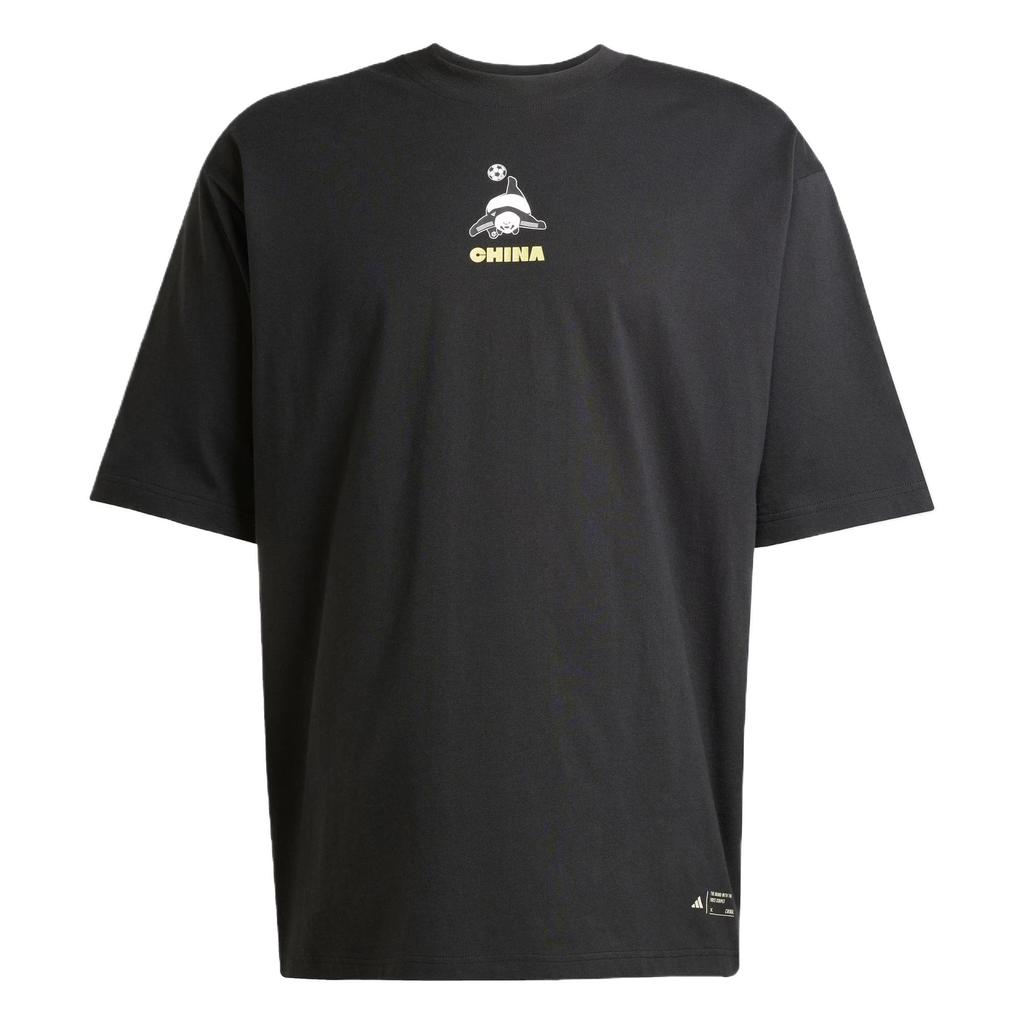 Adidas Panda Goal T Comfortable Breathable Round Neck Pullover Short Sleeve T-Shirt Unisex T-Shirts Black JZ3270
