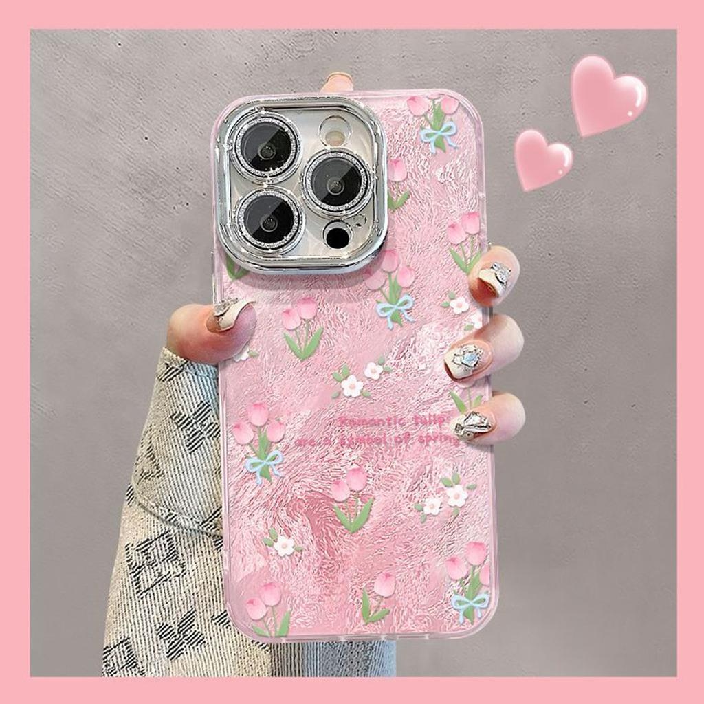 Fine Hole Glacier Pattern Mobile Phone Case Soft Edge Personalized Soft Cover Couple Cartoon All-inclusive Love Big Hole All-inclusive