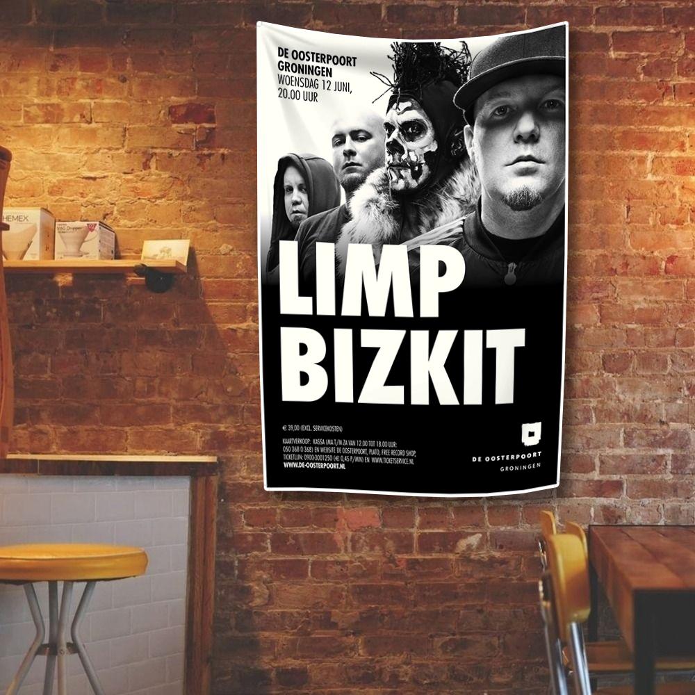 Limp Bizkits Flag Banner Four Holes Polyester Digital Prints Rock Band Tapestry Outdoor Decoration Room Garage Garden