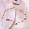 Stainless Steel Gold Color Daisy Flower Charm Bracelet For Women Girls Fashion Elegant Waterproof Zircon Pulsera Gift