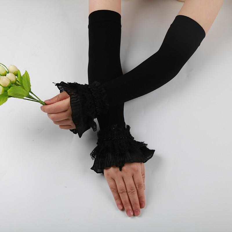 Ice Silk Women's Summer Flare Sleeve Sun Protection Gloves