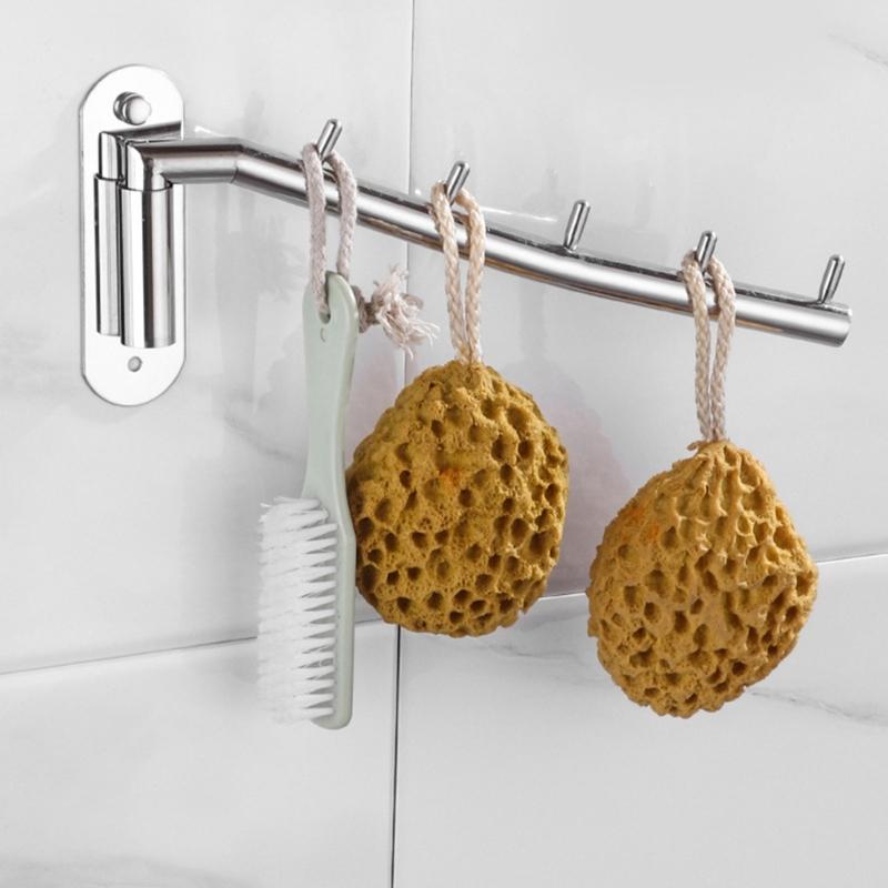 Heavy Duty Steel Folding Wall Mounted Coat Hanger Rack with 5 Hooks Swinging Arm Holder 235mm for Efficient Storage