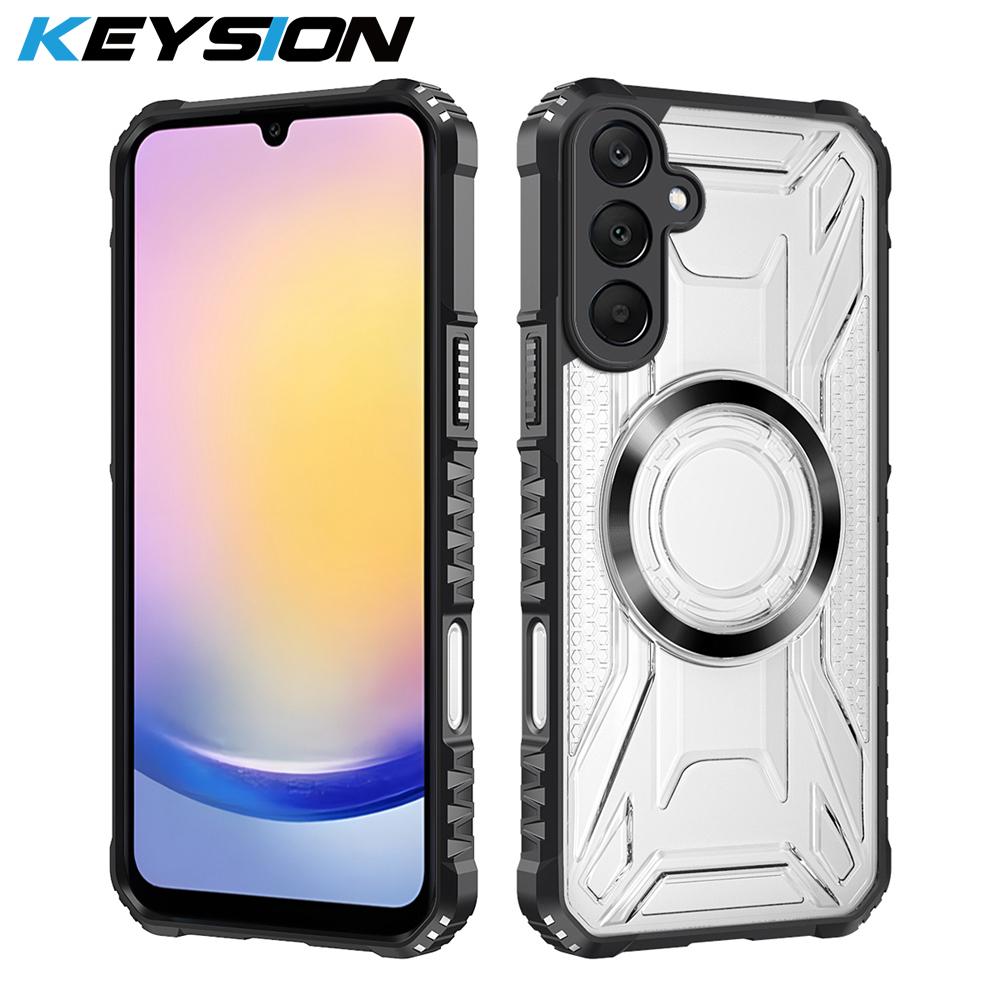 

KEYSION Transparent Magnetic Case for Samsung A54 5G A34 A24 A14 4G Silicone+PC Shockproof Phone Back Cover for for Galaxy A04S for Samsung A54 5G чорний