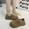 [Youshilai] Retro Versatile One-pedal Single Shoes Women's Spring 2025 New Metal Buckle Casual Loafers