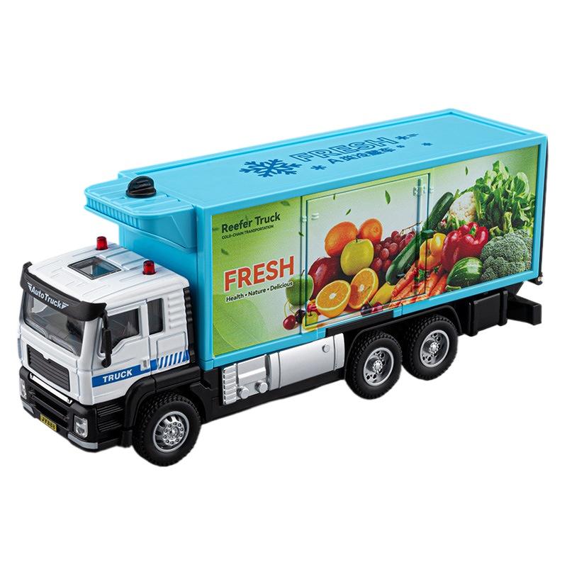 1/50 Alloy Engineering Truck Refrigerated Truck Model Fruit and Vegetable Fresh-keeping Transport Truck Container Truck Toy