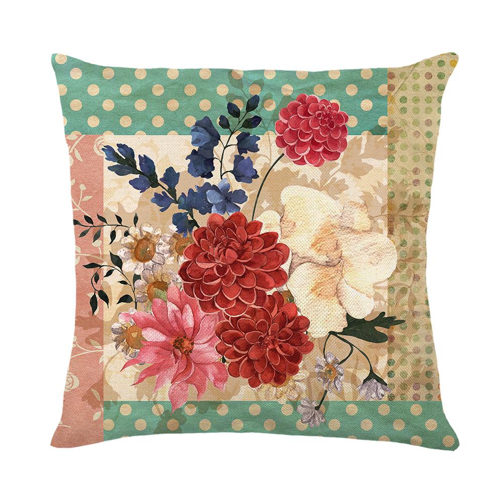 Retro Style Throw Pillow Cover Butterfly Flower Print Home Living Room Sofa Cushion Cover Bedroom Bedside Cushion Cover