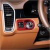 Interior Headlight Switch Frame Cover Sticker Trim Compatible for Porsche Cayenne 2018-2023 Real Carbon Fiber Car Styling Interior Accessories(Red)