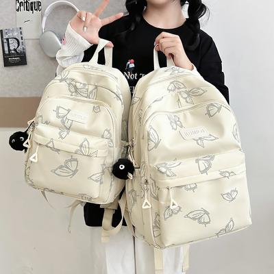 Butterfly Printed Backpack Women's Large Capacity Backpack Student Schoolbag Lightweight Backpack