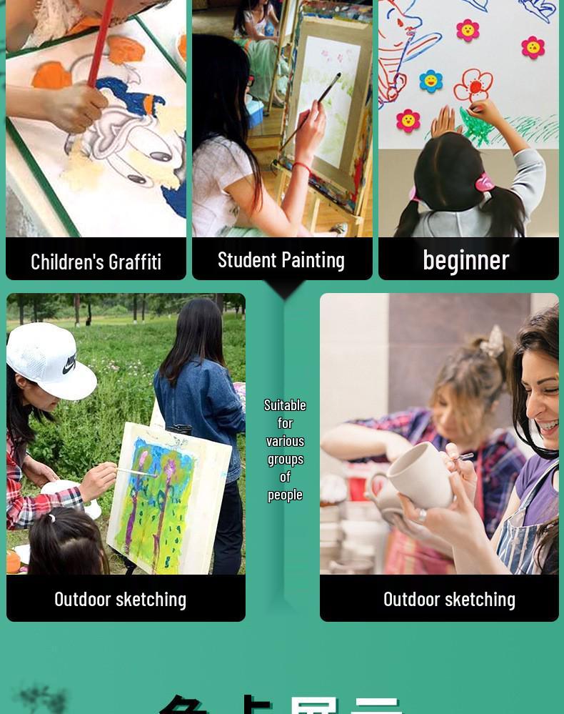 48 Tin Box Solid Watercolors & Brushes Kit - 60 Unique Colors for Beginners