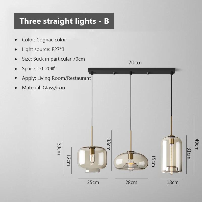 Modern Hanging Loft Glass Lustre Pendant Light Nordic Industrial Decor Lights Fixtures E27/E26 for Kitchen Restaurant Lamp