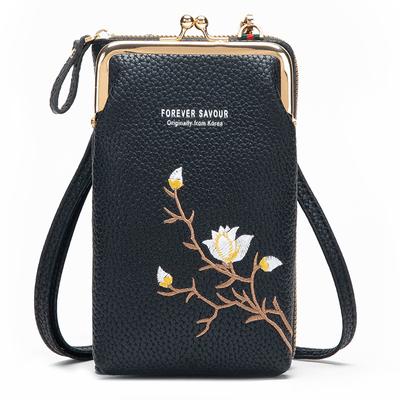Embroidered Niche Bag, Women's Mini Phone Bag, Crossbody Long Fashionable Women's Wallet