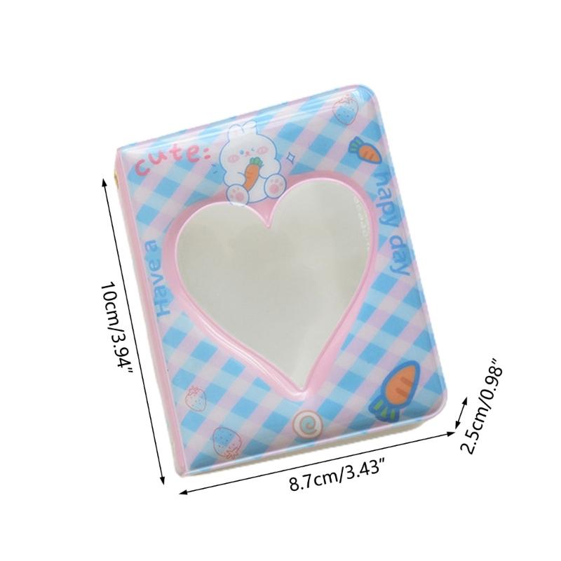 Mini Photo Album 3 inch 36 Sheets Hollow Heart Mini Card Organizer Bag for Children Girls Boys Holiday Birthday Gift