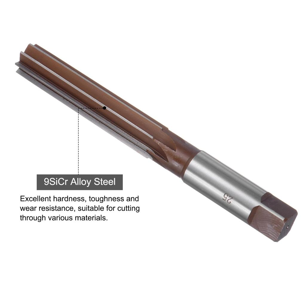 Uxcell Hand 25mm H7 Metric Reamer Drill Straight 9SiCr Alloy Steel Cutting Tool for Metal and Wood Hole Enlargement Reamer, Bit, Edge,
