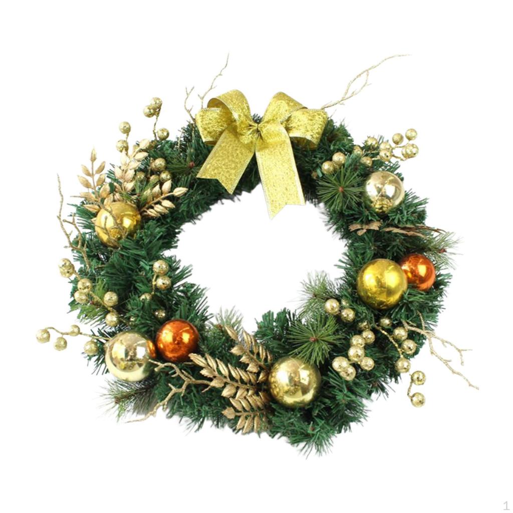 Artificial Christmas Wreath Decoration Ornament Bow Front Door for Holidays Window