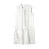 Green Belt Elegant White Sleeveless V-Neck Lace Acetate A-Line Dress