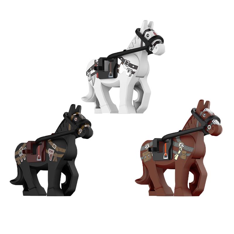 

MOC Военные Строительные Блоки Модуль Фигурки Солдат Оборудование Крепление Средневековый Древний Боевой Конь Веревка Животные Седло Аксессуары