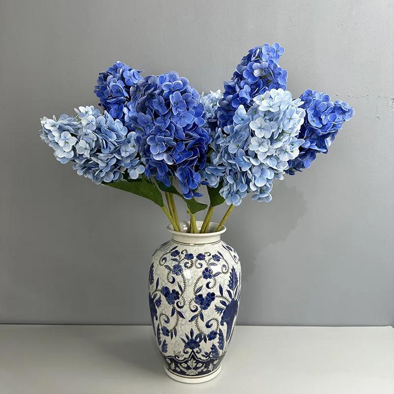 4Pc/lot 3D Latex Hydrangea Real Touch Artificial Flowers Wedding Decoration Hall Flower Arrangement Home Party Decoration Floral
