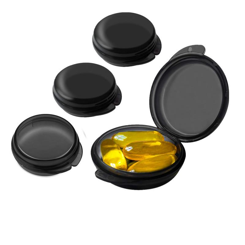 

Clear Black Mini Round Plastic Storage Box Portable Small Pill Case with Lid Tiny Jewelry Earring Organizer for Travel Home Use