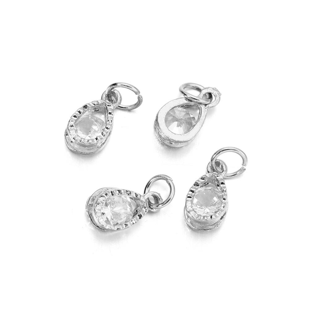 10Pcs/lot Alloy Gold Silver Color Rhinestone Hearts Charms For Earrings Necklaces DIY Love Charms Jewelry  Making Accessories