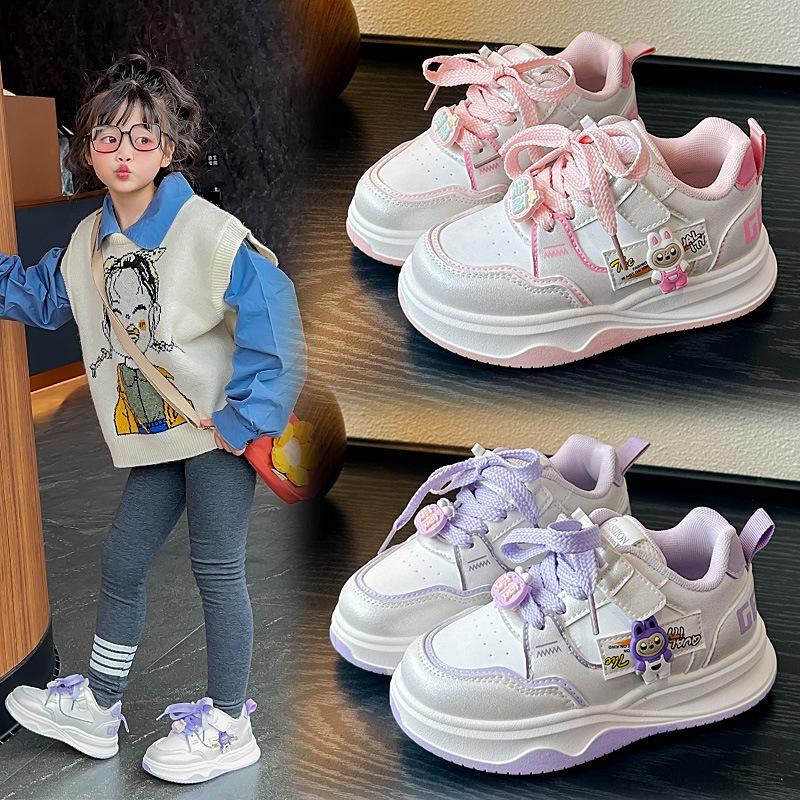 Spring New Girls' Fashionable and Versatile Cartoon Children's Leisure, Comfortable, Wear-resistant and Soft-soled Sports Shoes