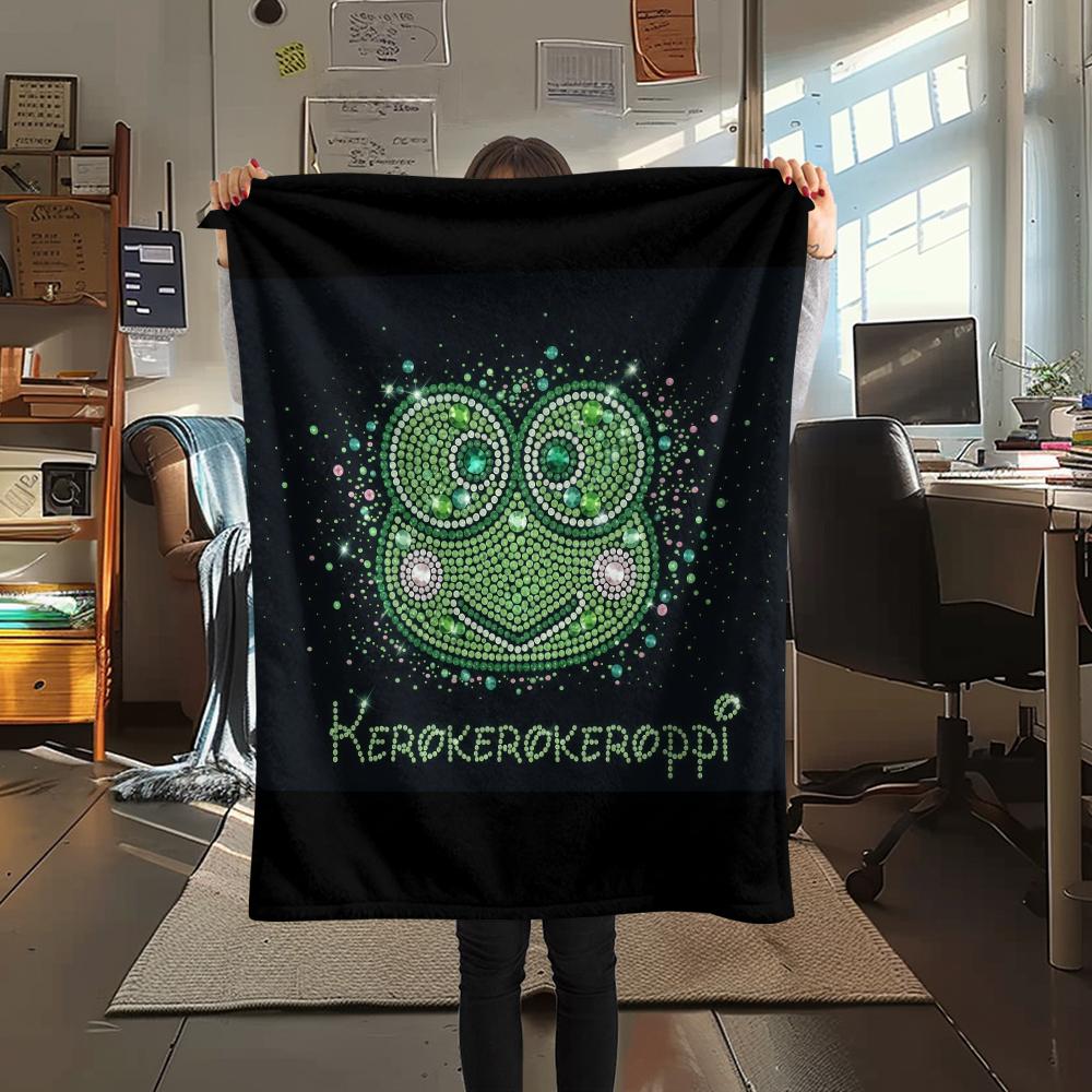 1PC Keroppi Print Flannel Blanket, High Quality All Seasons, Home Decor, Warmth and Comfort, Perfect for Christmas Gifts