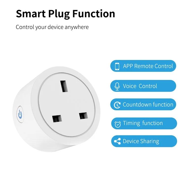 WHD10 UK Plug 16A Tuya WiFi Smart Socket with Electricity Metering Voice / APP Control