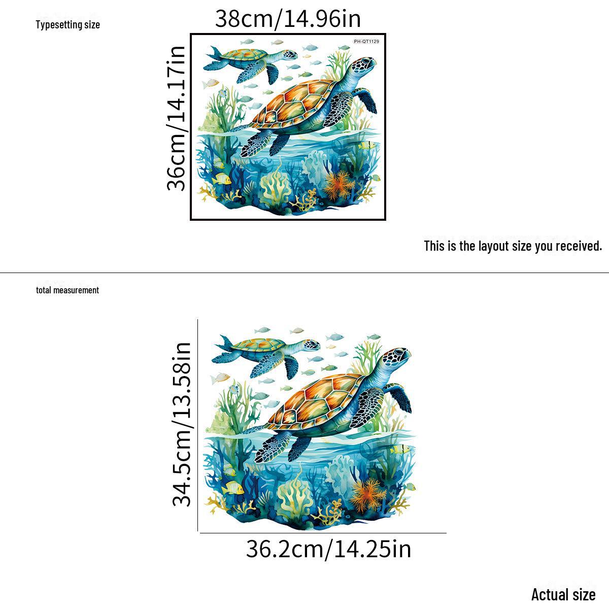 

Наклейки на стену в ванной с изображением черепахи и кита - самоклеящиеся украшения